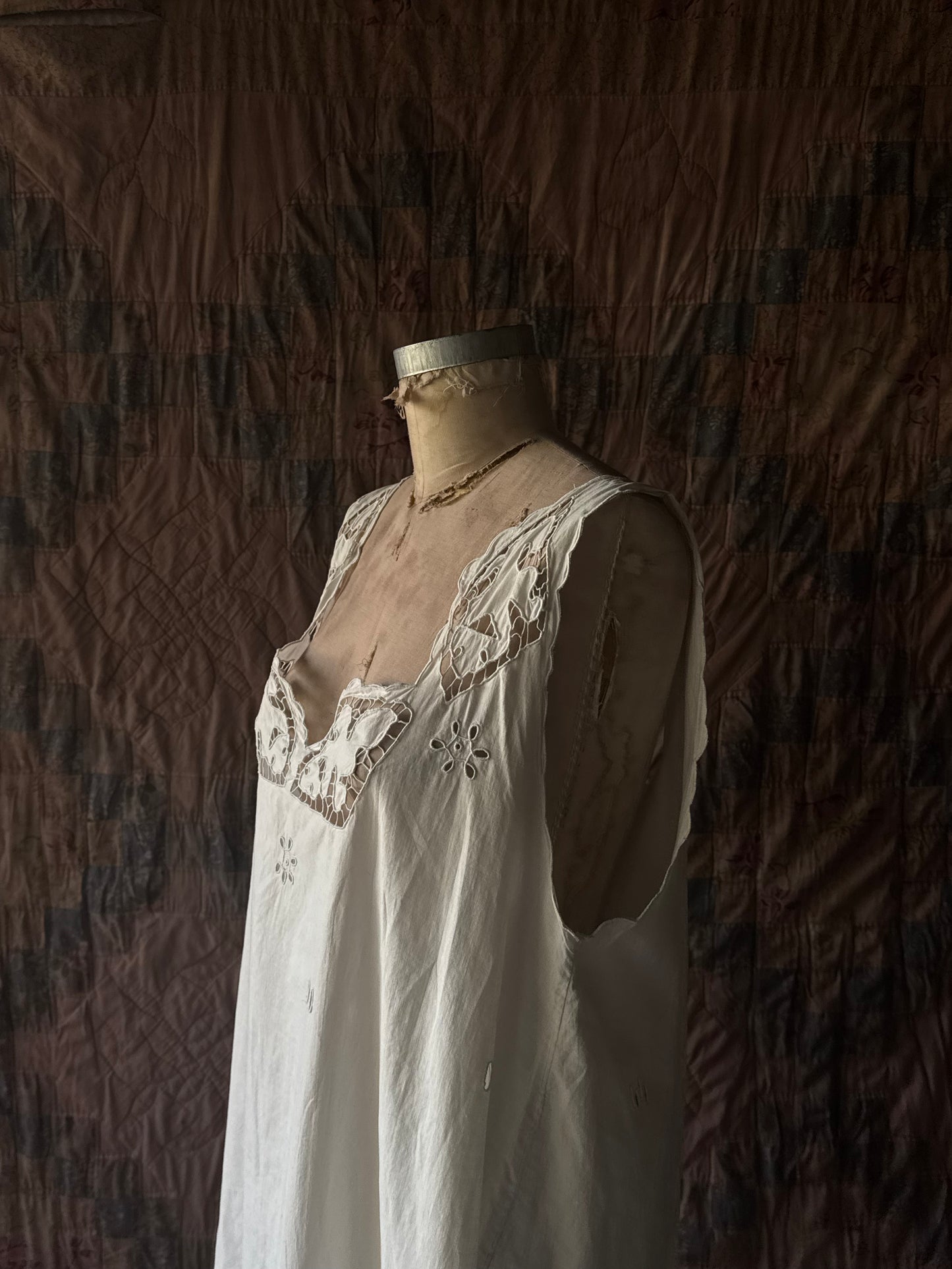 Antique Broderie Anglaise Cotton Chemise