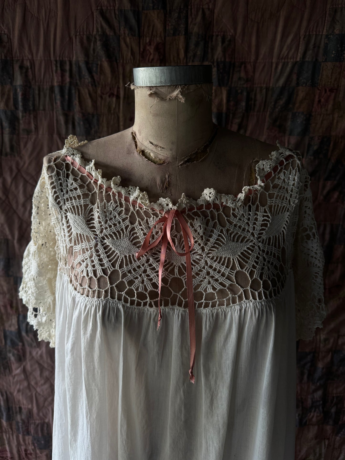 Antique cotton lace chemise