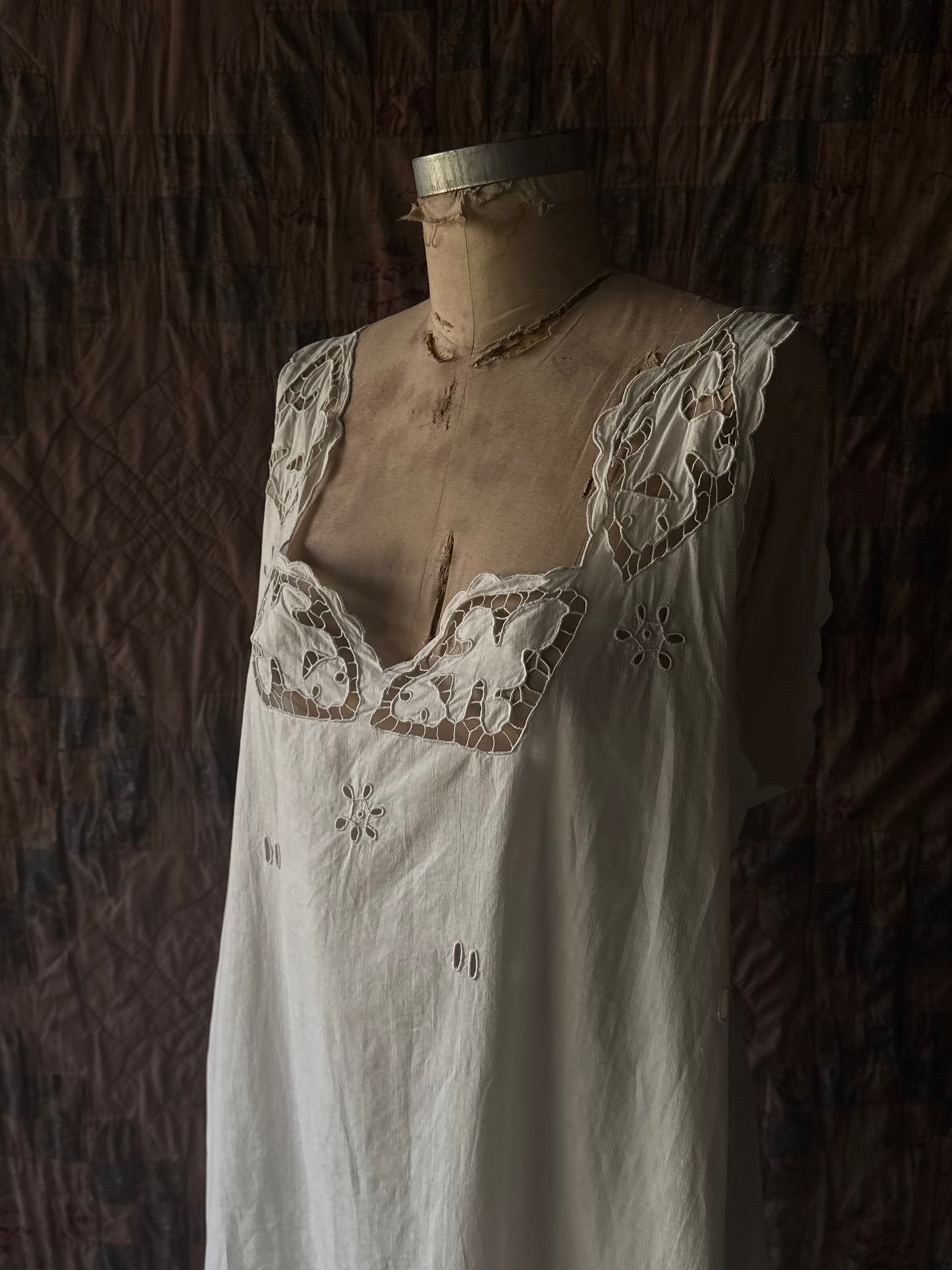 Antique Broderie Anglaise Cotton Chemise