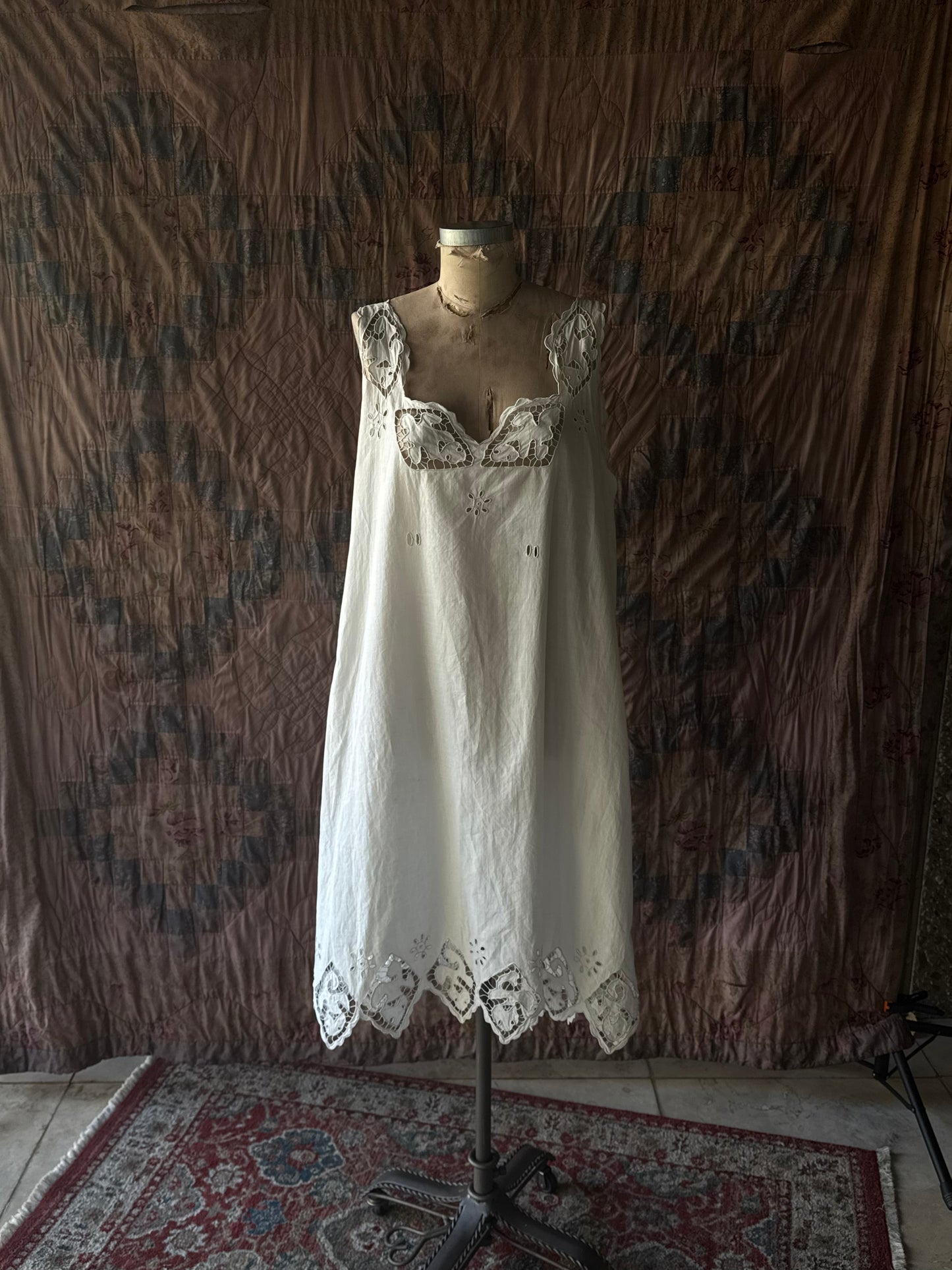 Antique Broderie Anglaise Cotton Chemise