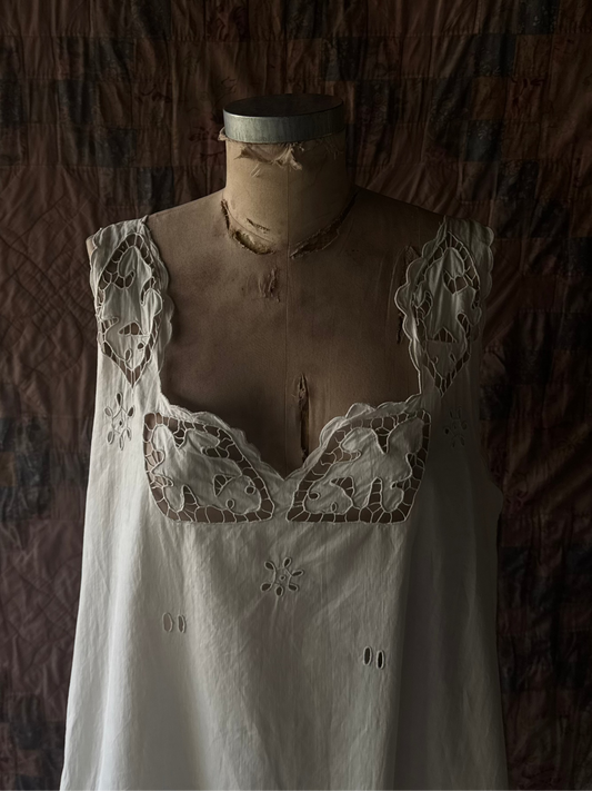 Antique Broderie Anglaise Cotton Chemise