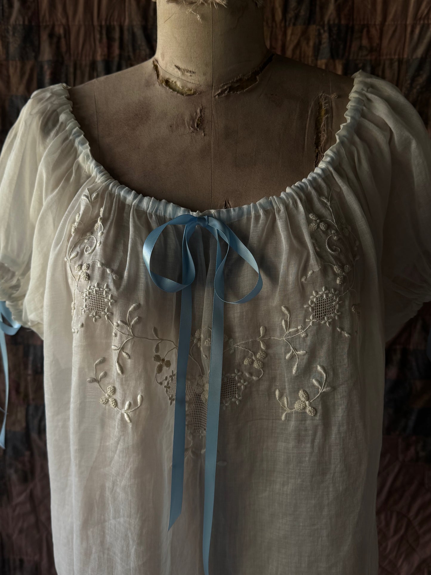 Vintage Embroidered Babydoll Blouse