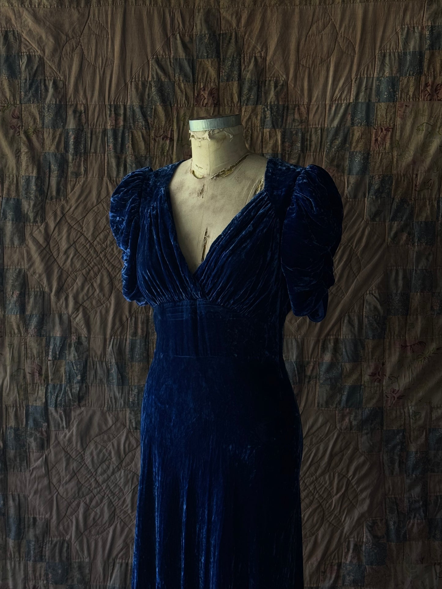 Antique Blue Velvet Gown (ON HOLD)