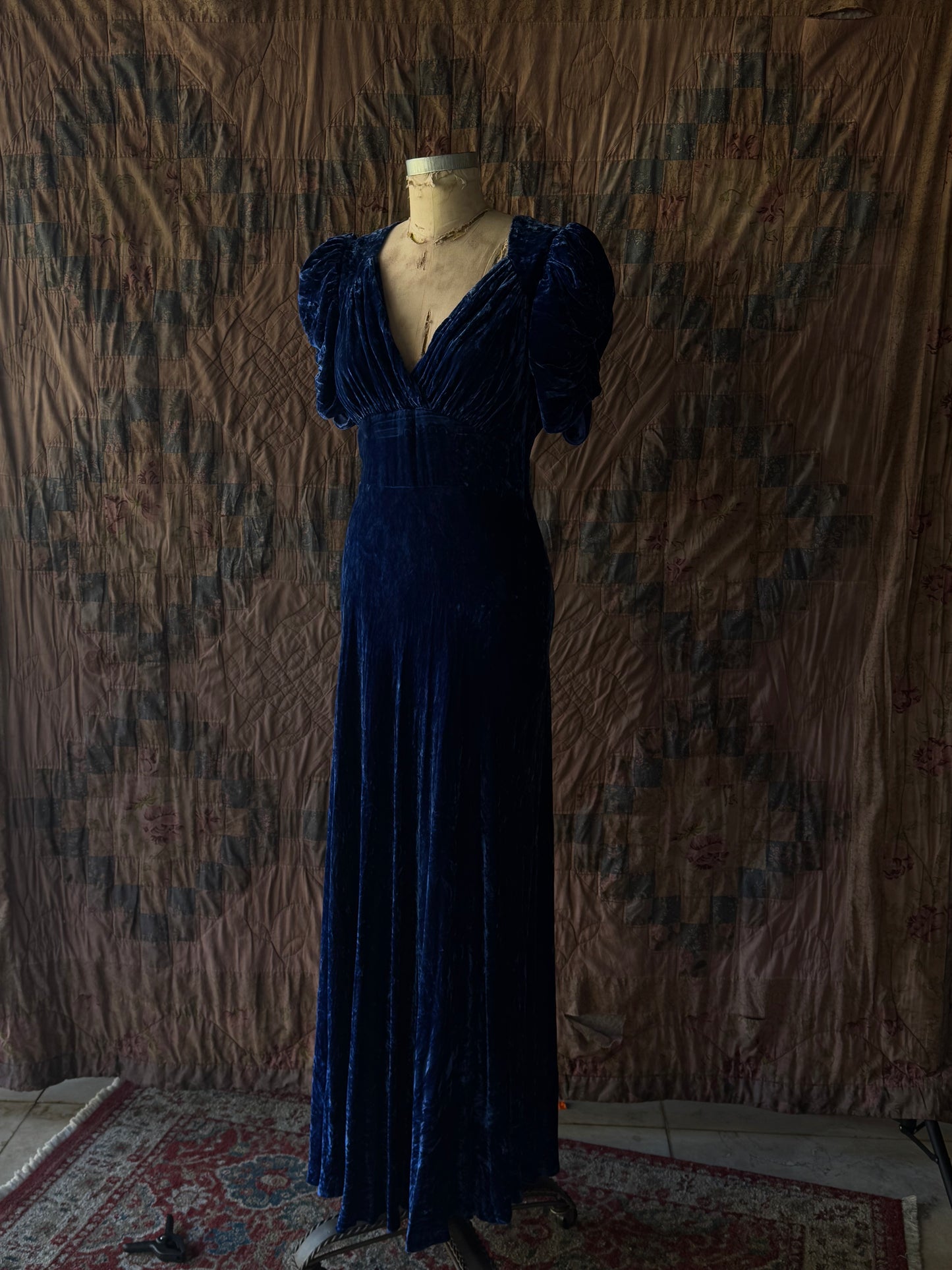 Antique Blue Velvet Gown (ON HOLD)