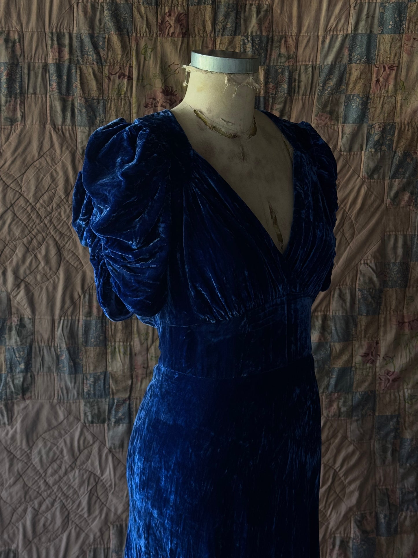 Antique Blue Velvet Gown (ON HOLD)