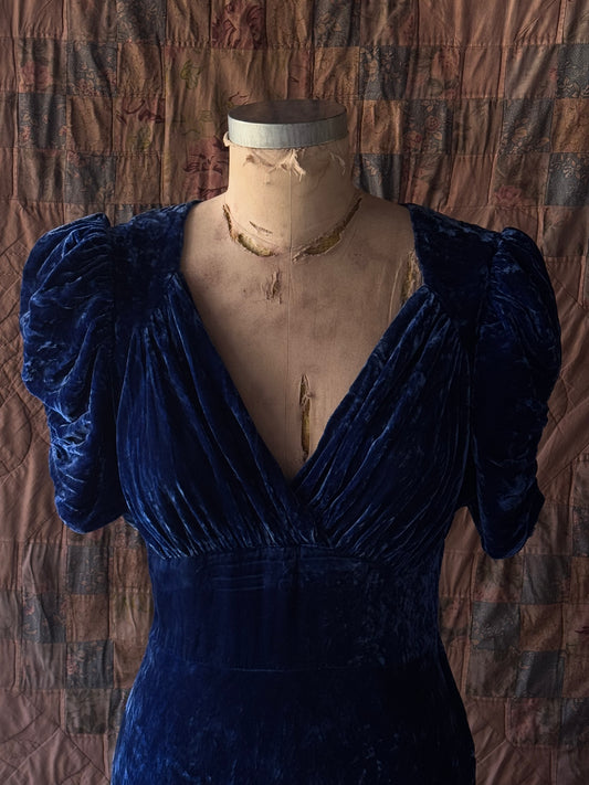 Antique Blue Velvet Gown (ON HOLD)