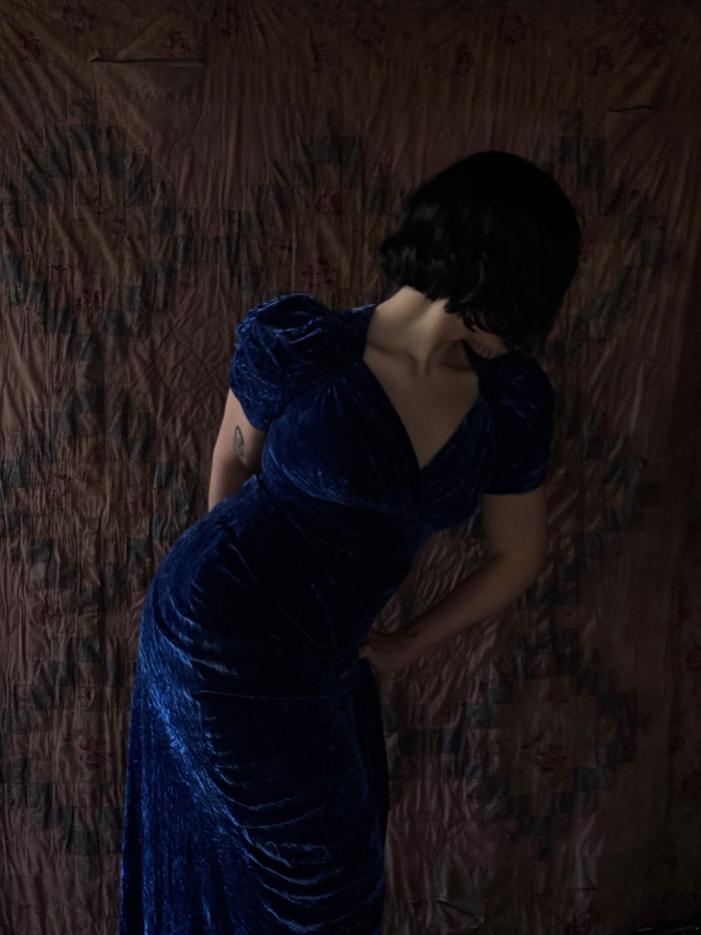 Antique Blue Velvet Gown (ON HOLD)